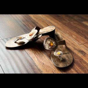 Aoshite Gold sandals thong jeweled, open toe, flip-flops
